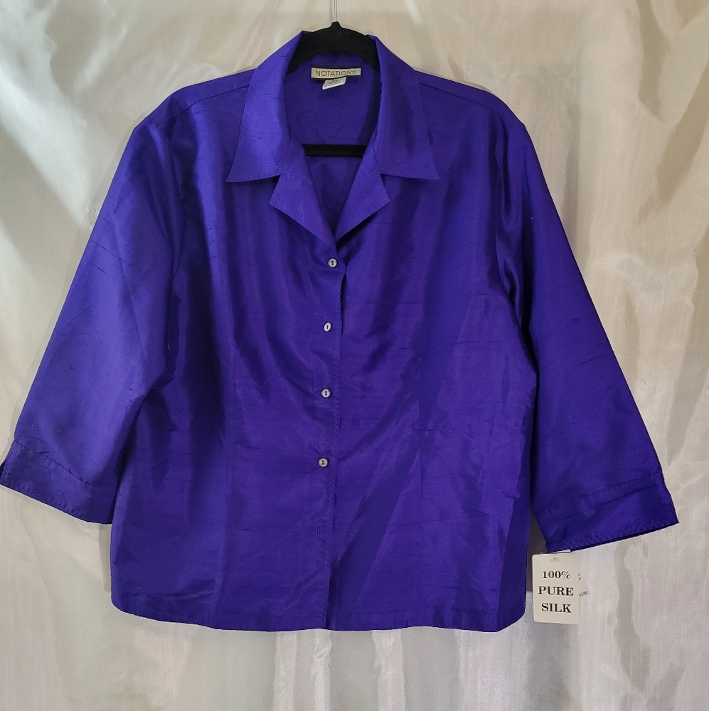 Notations silk button down shirt/blouse